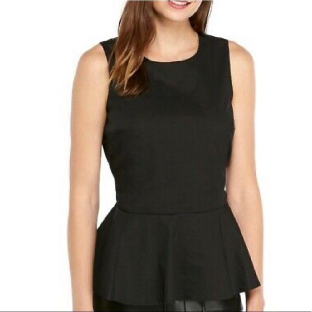Black Sleeveless Peplum Blouse